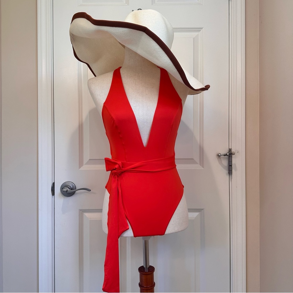 NWT Max Mara Beachwear Jersey V Neck One Piece Swimsuit Sz: S Summer